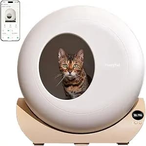 FurryTail Self Cleaning Litter Box with APP - Automatic Cat Litter Box for All Your Cats, Odor Control, Spacious Interior and Large Wastes Bin Capacity,Includes 40 Litter Bags