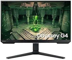 Samsung 25"(62.2cm) Odyssey G4 IPS Gaming Monitor|FHD 1920 x 1080|240Hz|1ms|400nits|SRGB 99%|Ports-HDMIx2,DP,Headphone|DP Cable|Height-Tilt-Pivot Adjustable Stand|Nvidia G-Sync|LS25BG400EWXXL|Black