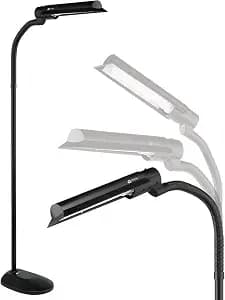 OttLite T81G5T-SHPR 18-Watt Wing Shade Floor Lamp, 10.5" x 62, Black
