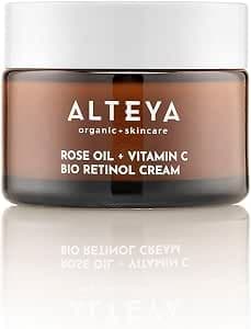 Alteya Organic Luminous Rose Bio-Retinol Face Cream – Rose Oil + Vitamin C, 50ml – NaTrue Certified Organic, Brightening + Smoothing, Lightweight Hydration, All Skin Types *NEW FORMULA*