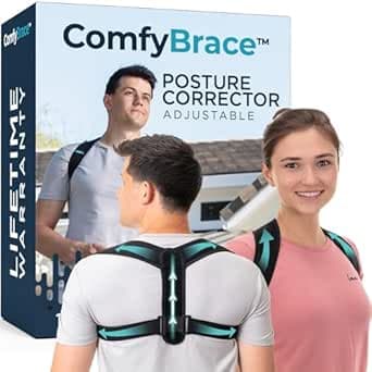 ComfyBrace Posture Corrector-Back Brace for Men and Women- Fully Adjustable Straightener for Mid, Upper Spine Support- Neck, Shoulder, Clavicle and Back Pain Relief-Breathable
