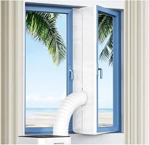 Air Conditioner Window Seal,Anti-Mosquito Waterproof Wind Resistant Universal AC Window Seal Kit with Double Zip and Powerful Adhesive Tap for Portable Air Conditioner and Tumble Dryer,400cm/158"