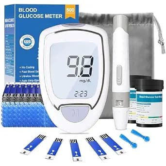 Blood Sugar Testing Kit, High Accuracy Glucose Monitor Kit with 100 Test Strips & 100 Lancets, Portable Blood Glucose Monitor G501 with Lancing Devices, No Coding Diabetes Testing Kit