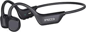 IFECCO Bone Conduction Bluetooth 6.0 Headphones, IP67 Bone Conduction Earphones, Open Ear Wireless Sports Headphones with Mic for Running, Sports, Cycling, Fitness