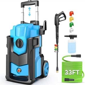 Heavy Duty Pressure Washer 5000PSI,4.0 GPM Electric Power Washer with 4 Nozzles,Foam Cannon,33FT Hose and 500ml Soap Bottle for Home/Cars,Light Blue