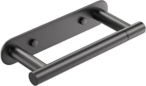 Aikzik Toilet Roll Holder, Toilet Paper Holder with 2 Installation, Premium 304 Stainless Steel Toilet Paper Holder Self Adhesive and Wall Mount for Bathroom & Kitchen - Black