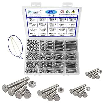 M3 M4 M5 M6 Nuts and Bolts Outer Corner Hexagonal Screw 304 Stainless Steel Hex Bolt Assortment Kit with Storage Box For DIY Industry Mechanical