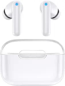 kurdene P3 Wireless Earbuds Bluetooth 5.3 Headphones, Deep Bass Stereo with Microphone Earphones in-Ear, Immersive Premium Sound Ear Buds for iPhone, Android-Clear