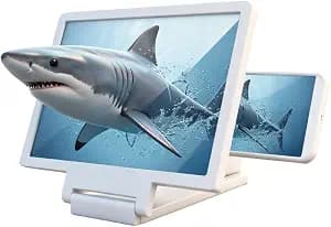 12" Big Screen Phone Magnifier, Upgraded HD Foldable Design Screen Magnifier Version for Movies, Gaming and Videos (White, Horizontal)
