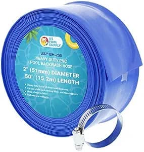 U.S. Pool Supply Pool Backwash Hose 2" x 50', Pool Pump Drain Hose Clamp