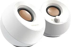 Creative Pebble, 2.0 USB Desktop Stereo Speakers for PC/Laptop, White | USB-Powered, 2.0 Speaker, Compact, Stereo, PC Speakers, Laptop Speakers, Minimal Design, Desktop Audio, White