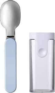 Mepal - Ellipse folding spoon - Reusable spoon to take with you - Folding spoon for yoghurt cups - Travel cutlery - Includes storage case - Stainless steel - Nordic blue