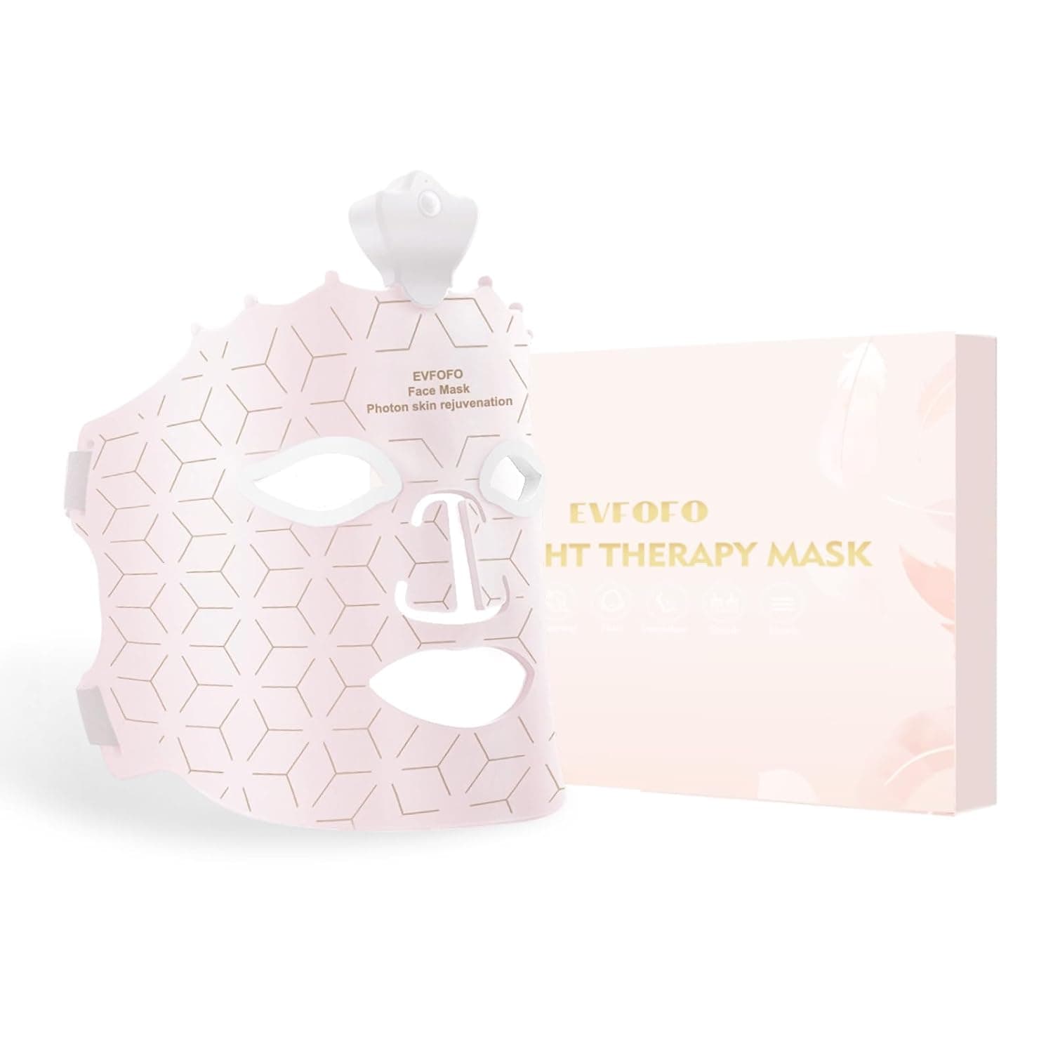 EVFOFO Red Light Therapy Mask for Face, Led Face Mask Light Therapy, 7 Colors LED Face Mask Light Therapy At Home, Pink