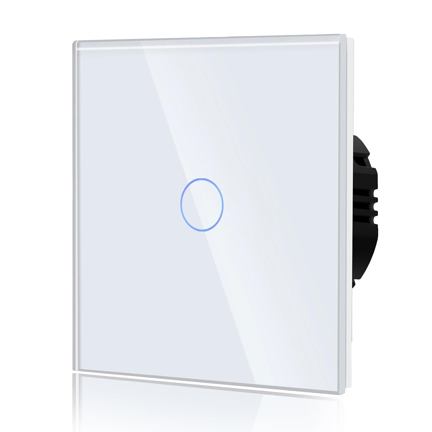 BSEED Touch Light Switch, Glass Touch Wall Light Switch, Standard 110 V – 240 V, Tempered Crystal Panel with LED Backlight, Single 1 Way, White