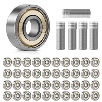 Pack of 50 Ball Bearings, 608ZZ 8 x 22 x 7 mm, Double Shielded Miniature Deep Groove Ball Bearings, Carbon Steel Precision Bearings, 608 Ball Bearings for Skateboards, Rollerblades, Bicycles, Home