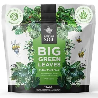 Big Green Leaves Indoor Plant Food – 4X Concentrated Houseplant Fertilizer with Sea Kelp – Makes 90 Gallons – Fast-Acting Mineral Formula, Made in USA (1 lb)