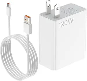 120W Fast Wall Charger Block 100W 90W Compatible for Xiaomi 17 15 14 13 12 14t 13t 12t 12s Pro Lite Redmi Note k80 K70 K60 K50 12 11 Pro Plus Black Shark 4 5 Poco F4 Gt 6A USB C Cable