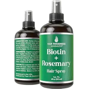 Biotin + Rosemary Oil Spray for Hair Growth. Vegan Leave in Conditioner for Women, Men. Strengthens & Hydrates Thinning, Dry Hair for a Healthier-Looking Scalp