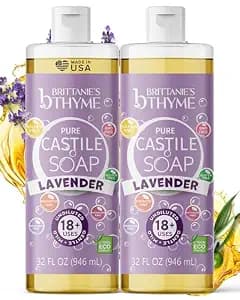 Brittanie’s Pure Castile Liquid Soap Refill, Lavender, 32 Ounce 2 Pack | Dish Soap, Hair & Body, Home, Gentle and Pure, Made with Natural Luxurious Oils, Vegan & Gluten Free Non-GMO