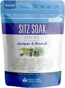 Sitz Bath Soak 2-Lbs Sitz Salt Epsom Salt Hemorrhoid Soothing with Pure Essential Oils in BPA Free Pouch with Press-Lock Seal Made in USA