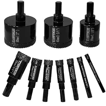 Diamond Drill Bits Set 10PCS, Serrated Brazing Tile Hole Saw Kit 1/4inch~2inch Diamond Drill Bits for Porcelain Tile Glass Ceramic Stone Granite Marble