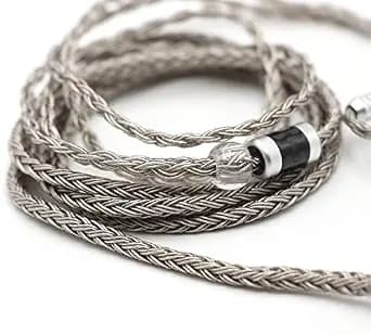 Linsoul Tripowin Zonie IEM Cable, 16 Core Silver Plated Earphone Upgraded Cords, 1.25m SPC in Ear Monitor Cable for ZS10 PRO 2 AS10 PRO ZSN PRO X Wan’er SIMGOT EM6L(Recessed 2pin, 3.5mm)(Grey)