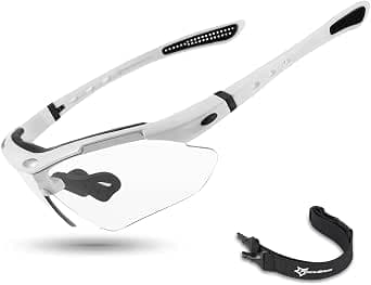 ROCKBROS Photochromic Sports Sunglasses Mens Pickleball Glasses Cycling Glasses MTB Sunglasses, with Removable Elasctic Band