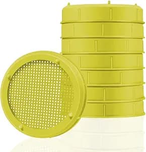 Picowe Plastic Sprouting Lids, Sprouting Jar Strainer Lid, for 86mm Wide Mouth Mason Jars, Canning Jars, Suit for Grow Bean Sprouts, Alfalfa, Salad Sprouts(8 Pack,Yellow)