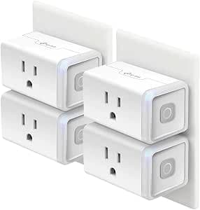 Kasa Smart Plug Mini by TP-Link (HS103P4) - Smart Home WiFi Outlet Works with Alexa, Echo and Google Home, No Hub Required, Remote Control, 2.4GHz WiFi Required, 15 Amp, UL Certified, 4-Pack, White