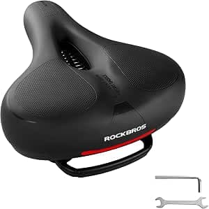 ROCKBROS Bicycle Saddle Comfortable Gel Saddle Men Women Ergonomic Wide Bicycle Seat Soft Memory Foam MTB Road Bike 26 x 22 cm Breathable Waterproof