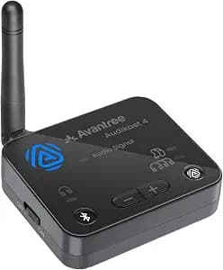 Avantree Audikast 4 - Auracast & Bluetooth 5.4 TV Transmitter 2-in-1 for Headphones & Selected Hearing Aids, aptX Adaptive & HD, Optical & AUX Output, Future-Ready & Upgradeable