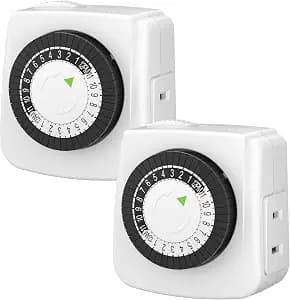 BN-LINK Indoor Timers Plug Mechanical 2 Prong 24-Hour Mini Lamp Timers 2 Pack, for Electrical Outlets, Fish Tank, Fans, LED Lights
