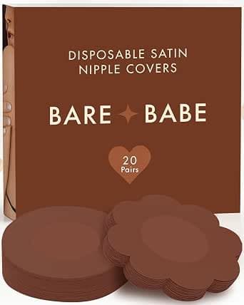 Bare Babe 40 Pieces Satin Nipple Pasties - Hypoallergenic, Disposable, Adhesive Breast Pasties - Nude Nipple Covers No-Show