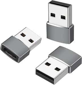 USB to USB C Adapter 3 Pack,USB C Female to USB Male Adapter,Type C Charger Cable Connector for Apple iWatch,iPhone 16 15 14 13 12 11,iPad Air,Airpods,Samsung Galaxy S26 S25