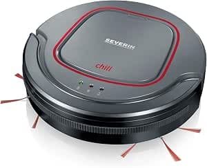 SEVERIN "chill" Robot Vacuum Cleaner, Powerful Vacuum Cleaner Robot for Hard Floors and Short Pile Carpets, Extra Flat Cleaning Robot with Stair Step Detection, Platinum Grey, RB 7025