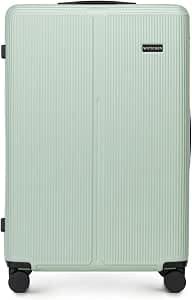 WITTCHEN Stripes Line Suitcase Hard Shell ABS Hand Luggage Suitcase 36 L, 4 Wheels 360° & Combination Lock Hand Luggage Bag for Lufthansa/Eurowings/Ryanair, mint green, Suitcase