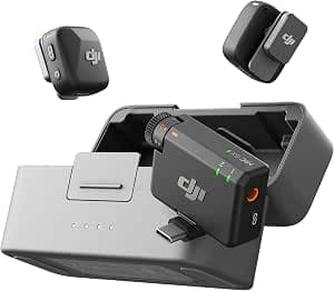 DJI Mic Mini (2 Transmitters, 1 Receiver, Charging Cradle), Wireless Lavalier Microphone, Bluetooth Microphone, OsmoAudio, 48 Hours Use, Mini Microphone for Mobile Phone/Camera, iPhone, Android, Vlog