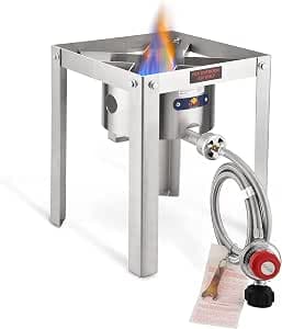ARC Propane Burner 55,000BTU Stainless Steel Gas Camping Stove for Outdoor Cooking Camping, Turkey Fry, Crawfish Boil, Homebrewing