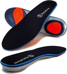 Rela Kino Insole, For All Day Comfort, Checked by Physical Therapists, Shock Absorption, Arch Support, Unisex, 10–10.4 in (25.5–26.5 cm), Black