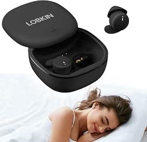 LOBKIN Sleep Earbuds,Wireless Bluetooth Noise Blocking Sleeping Headphones,Sleep Earphones for Side Sleepers in Ear Soft Mini Invisible Buds Comfort Fit for Sleeping Working
