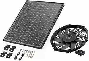 VEVOR Gable Mount Fan, 12 Inch Solar Power Attic Exhaust Fan with Adjustable Thermostat & Outer Mesh, 1300 CFM House Ventilator Cools Up to 1850 Sq.Ft, Quiet Ventilation for Roof, Garage, Shop, Black
