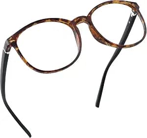 LifeArt Round Blue Light Blocking Glasses, Computer Glasses, Gaming Glasses, TV Glasses for Women Men (Tortoise, No Magnification)
