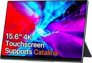4K Portable Monitor Touchscreen - 15.6 Inch UHD Multi Touch Auto-Rotating HDR FreeSync USB-C Portable Display with Kickstand Dual Type-C Mini HDMI for Laptop PC Phone Mac Surface Xbox PS4 Switch…