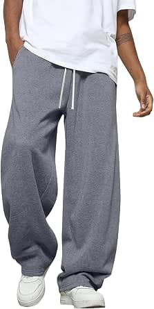 Men's Baggy Sweatpants Elastic Waist Drawstring Wide Leg Sweatpants Casual Loose Baggy Joggers with Pockets Tracksuit Bottoms Joggers for Men UK