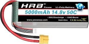 HRB 4S Lipo Battery 5000mAh 14.8V 50C XT60 RC Lipo Battery Compatible with RC Helicopter Airplane Car Boat Truck