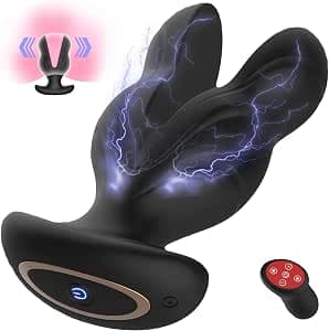 Vibrators for Men with Remote Control, Silicone Plug for Men with 8 Vibration and Electric Shock Modes, Plug Spreader for Prostate Stimulation, Prostate Milking for Advanced Users
