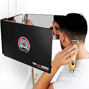 LIPFISBARBERSHOP.COM 360 Degree Mirror - Adjustable Telescopic Hooks - Self Hair Cutting Mirror for Men - Triple Mirror for Hair Cutting - Mirror for Self-Cutting - Self Hair Cutting Mirror