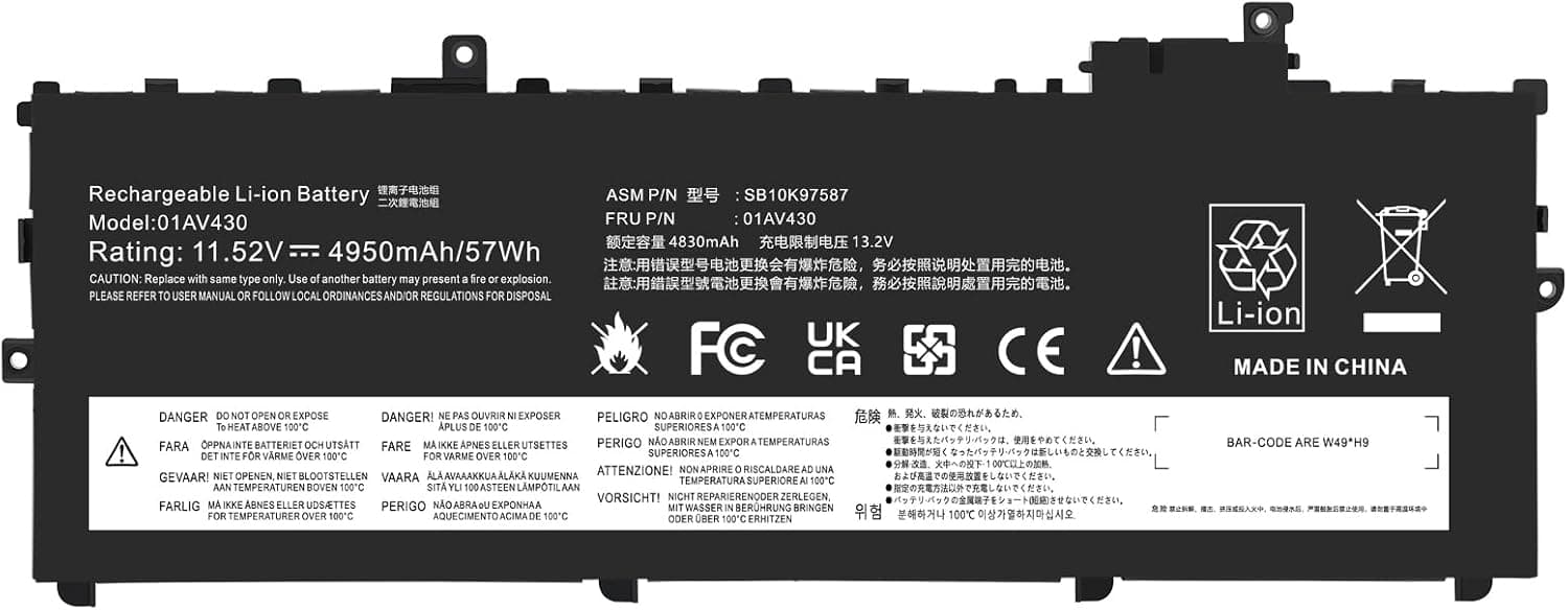 TREE.NB 01AV430 Laptop Battery Replacement Compatible with Lenovo ThinkPad X1 Carbon 5th Gen 2017 6th Gen 2018 Series SB10K97587 01AV431 SB10K97588 01AV494 SB10K97586