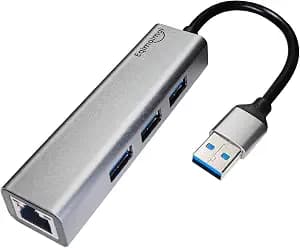 USB 3.0 Hub with Ethernet Adapter - 1GB RJ45, USB A to Ethernet, Compatible with Windows, Mac OS, Linux