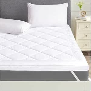 Mattress Topper Kingsize Bed – Extra Deep 10 cm thick King Size Mattress Toppers | Ultra Soft Box Quilted Firm Bed Toppers | Breathable & Non-Allergenic Filling with Elasticated Straps